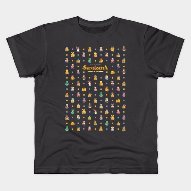 Retro Pixel Saint Seiya KOTZ Pattern Kids T-Shirt by YayPixel